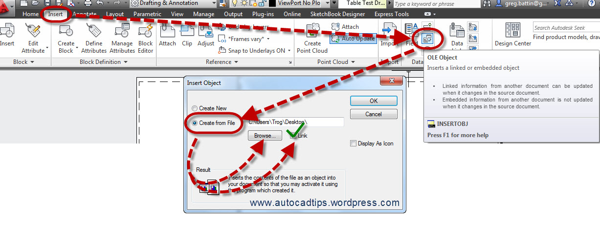 insert excel into autocad